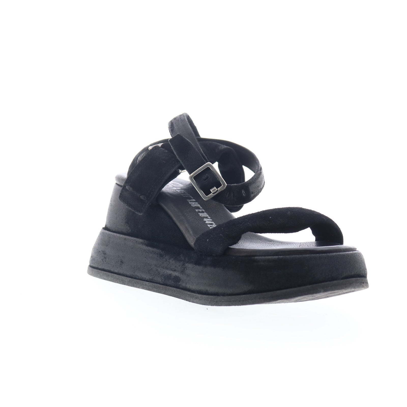 Rooney Womens Black Leather Hook & Loop Platform Sandals Shoes