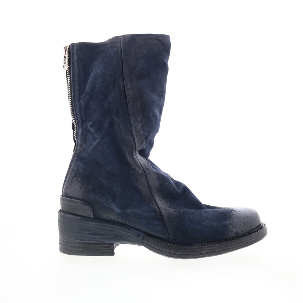 Saddler Womens Blue Leather Zipper Casual Dress Boots