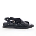 Salvie Womens Black Leather Hook & Loop Strap Sandals Shoes