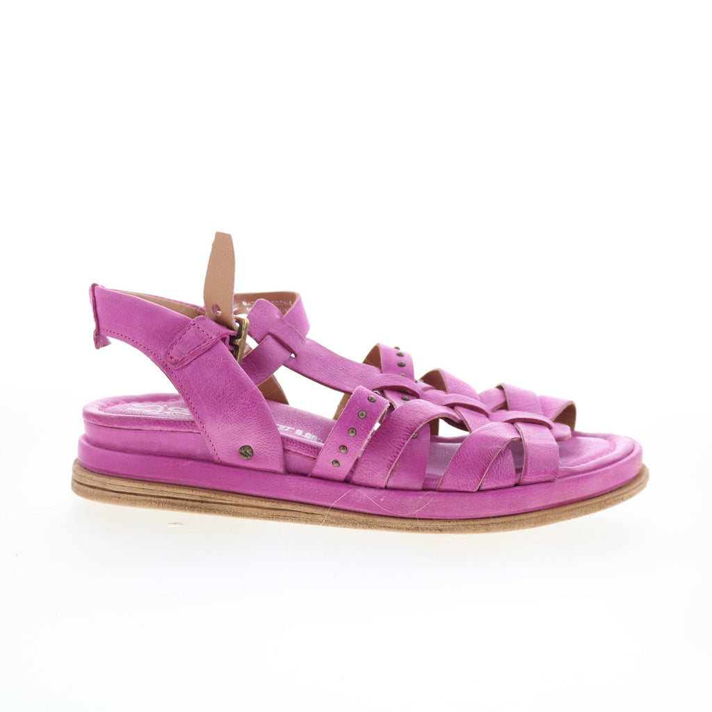 Satchel Womens Purple Leather Hook & Loop Strap Sandals Shoes