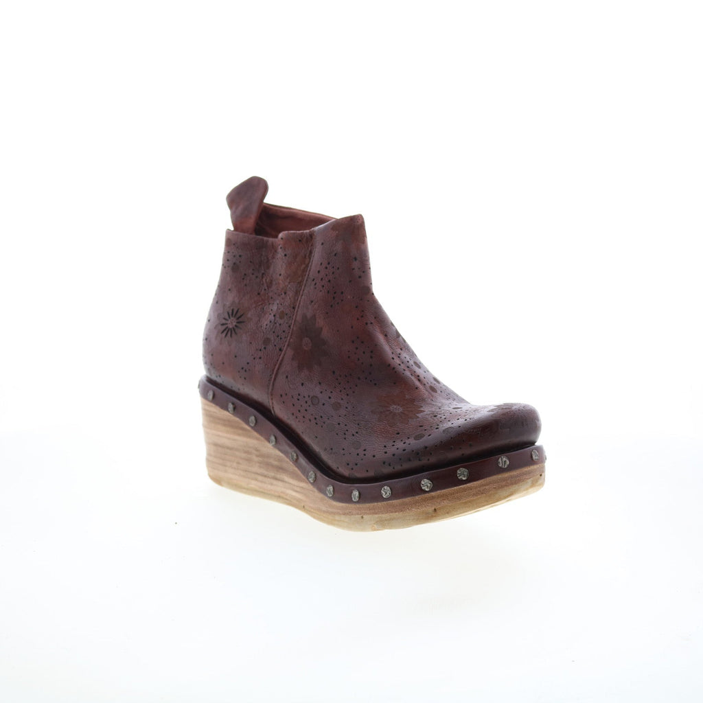 Savina Floral Womens Brown Leather Zipper Casual Dress Boots