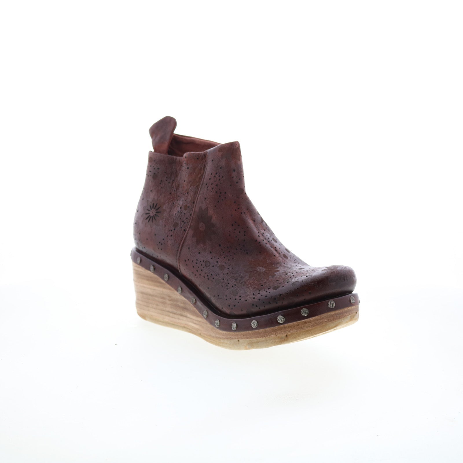 Savina Floral Womens Brown Leather Zipper Casual Dress Boots