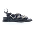 Schneider Womens Black Leather Hook & Loop Strap Sandals Shoes