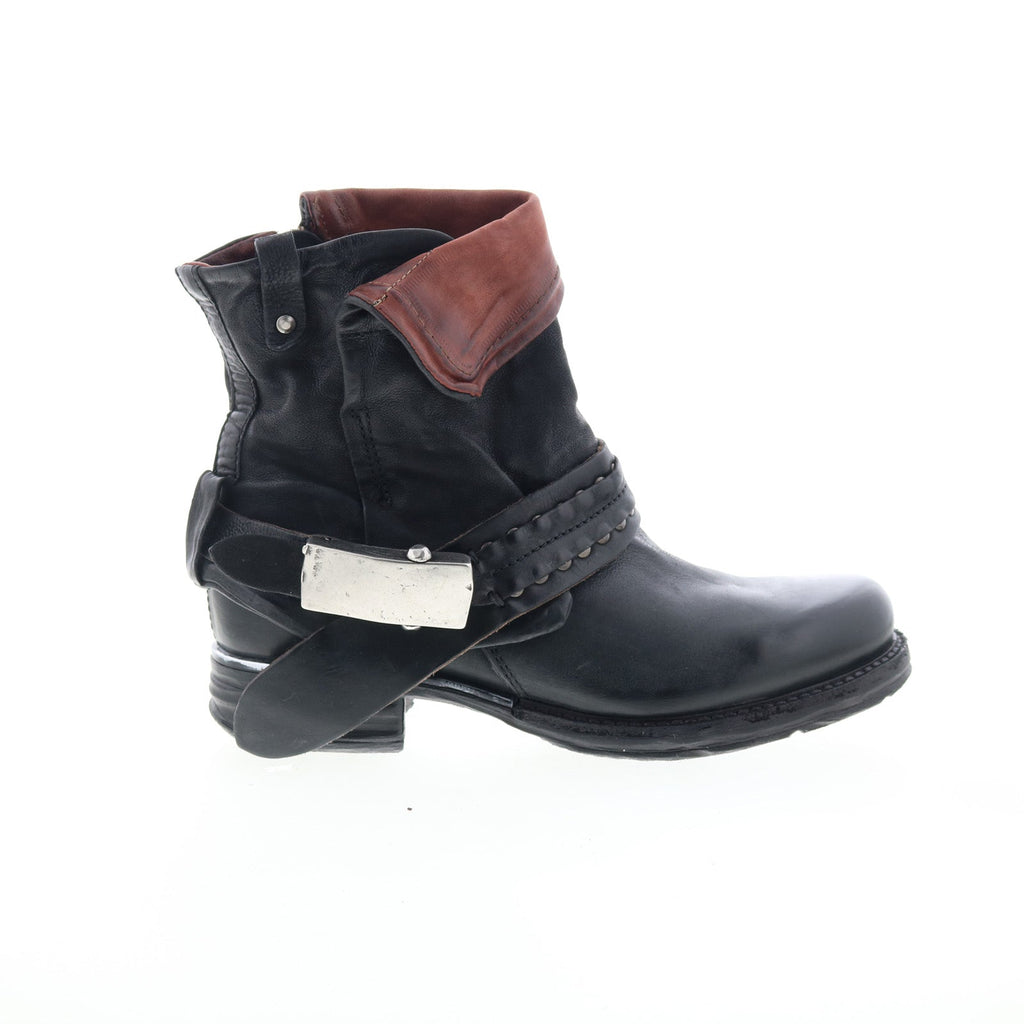 Sebastian Womens Black Leather Zipper Casual Dress Boots