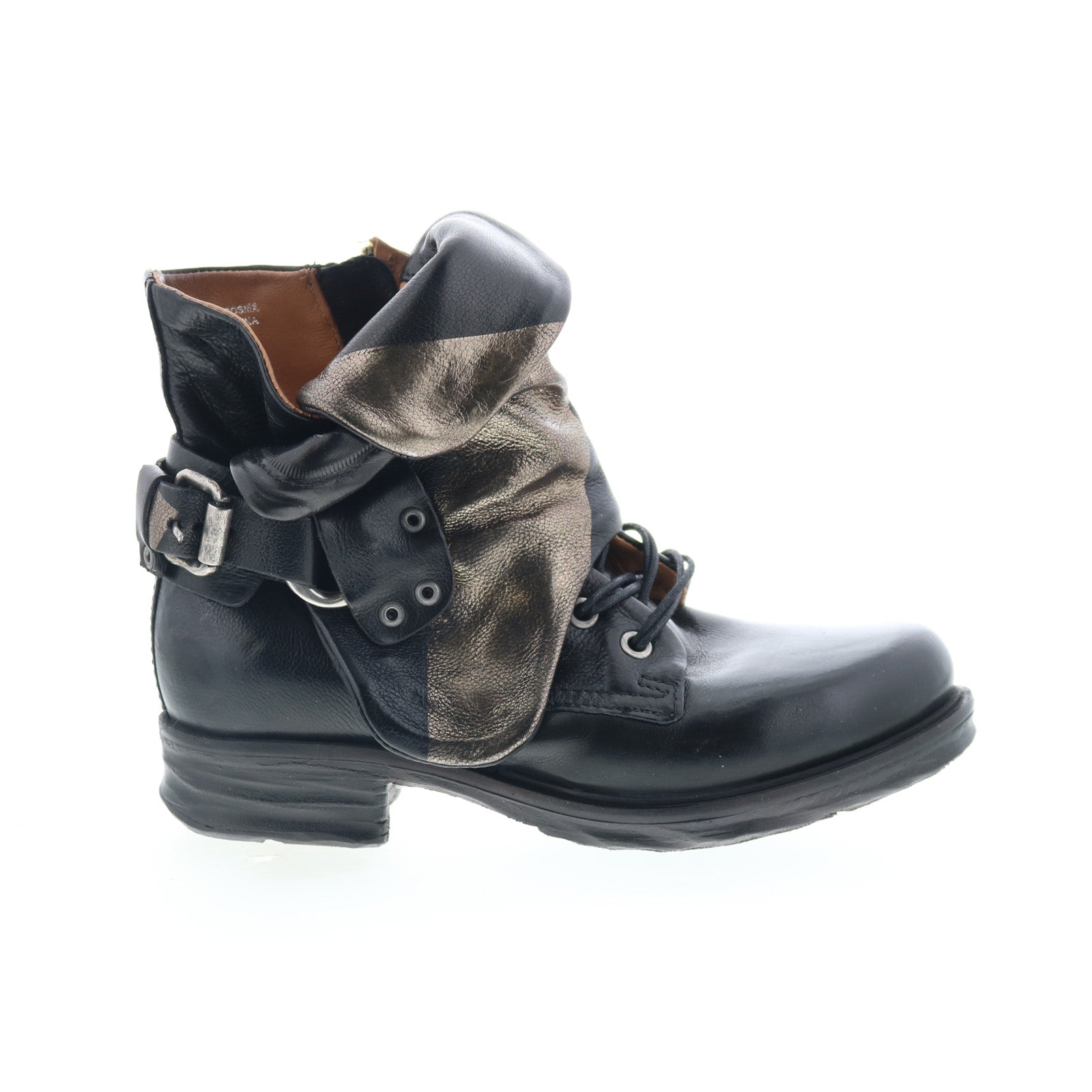 Sebby Womens Black Leather Hook & Loop Ankle & Booties Boots