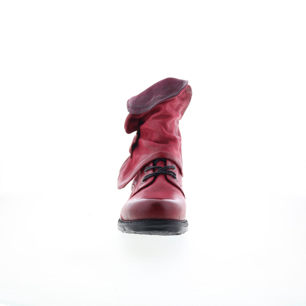 Simon Womens Red Leather Zipper Casual Dress Boots