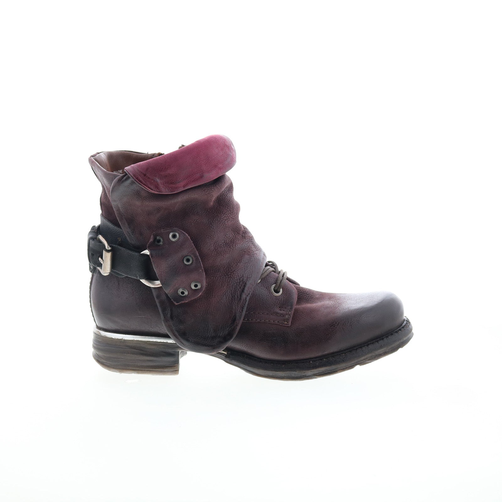 Simon Womens Burgundy Leather Zipper Casual Dress Boots