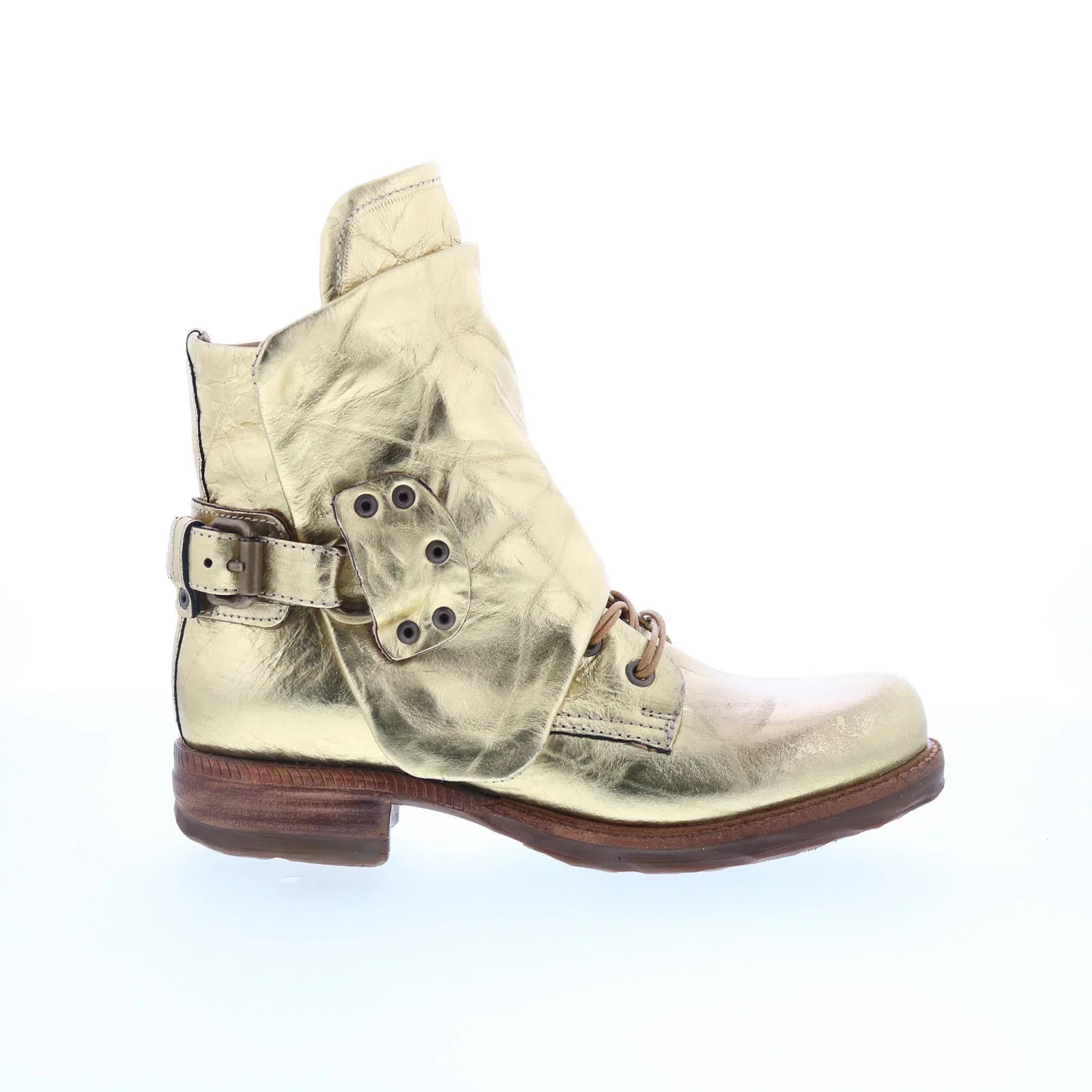 Snider Womens Gold Leather Zipper Ankle & Booties Boots