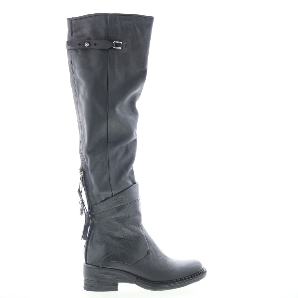 Steed Womens Black Leather Zipper Knee High Boots