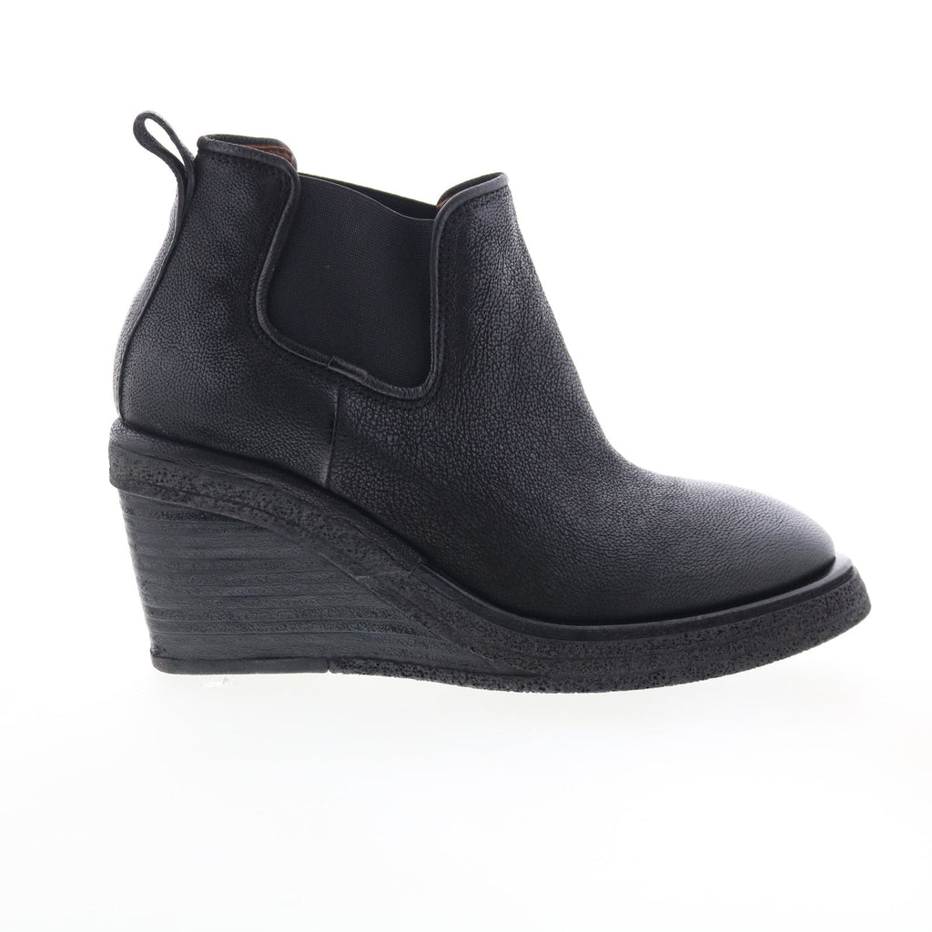 Talen Womens Black Leather Slip On Ankle & Booties Boots