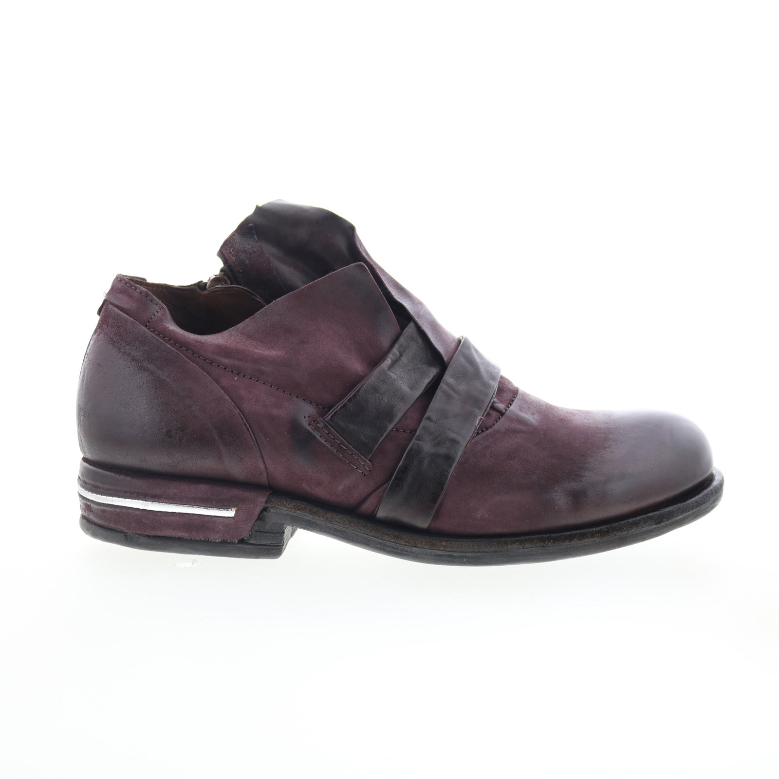 Tarek Womens Burgundy Leather Zipper Loafer Flats Shoes