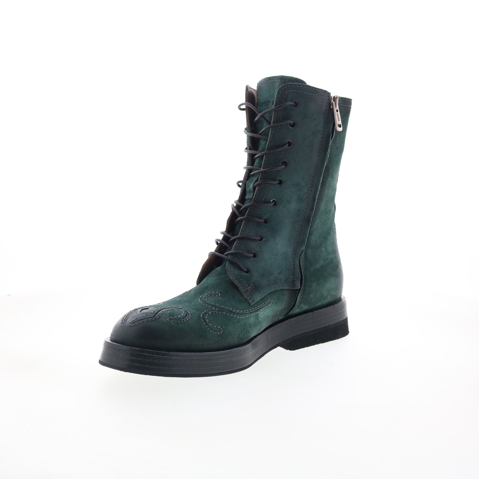 Tatton Womens Green Leather Zipper Casual Dress Boots