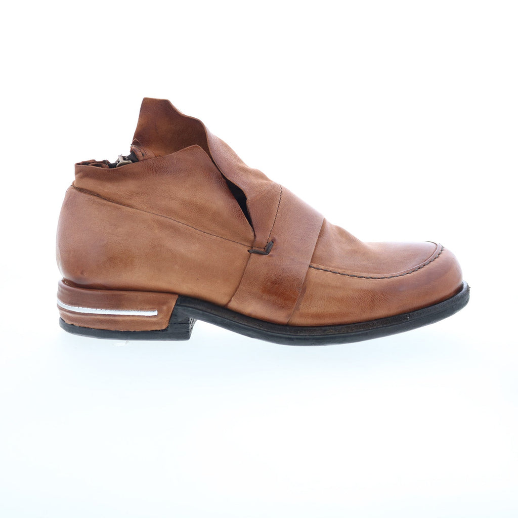 Tilden Womens Brown Leather Zipper Loafer Flats Shoes