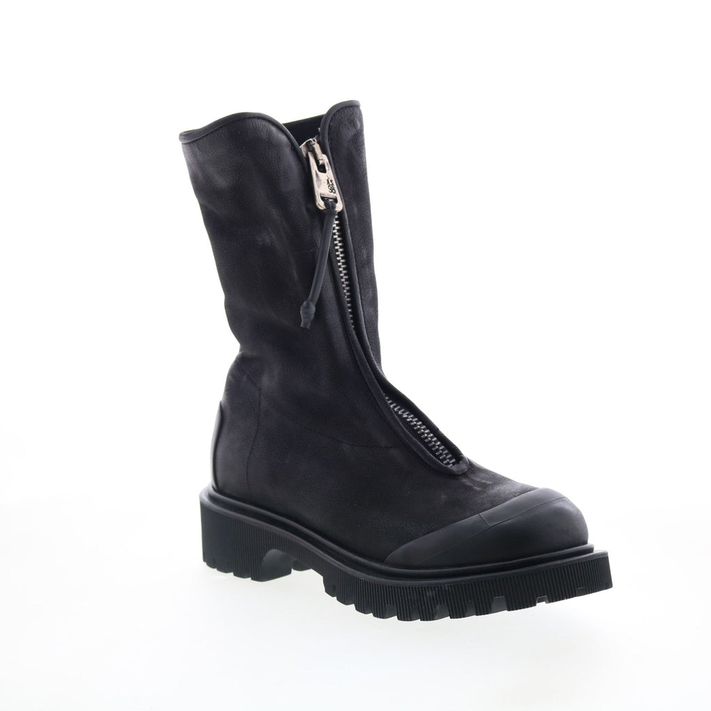 Tobie Womens Black Leather Zipper Casual Dress Boots