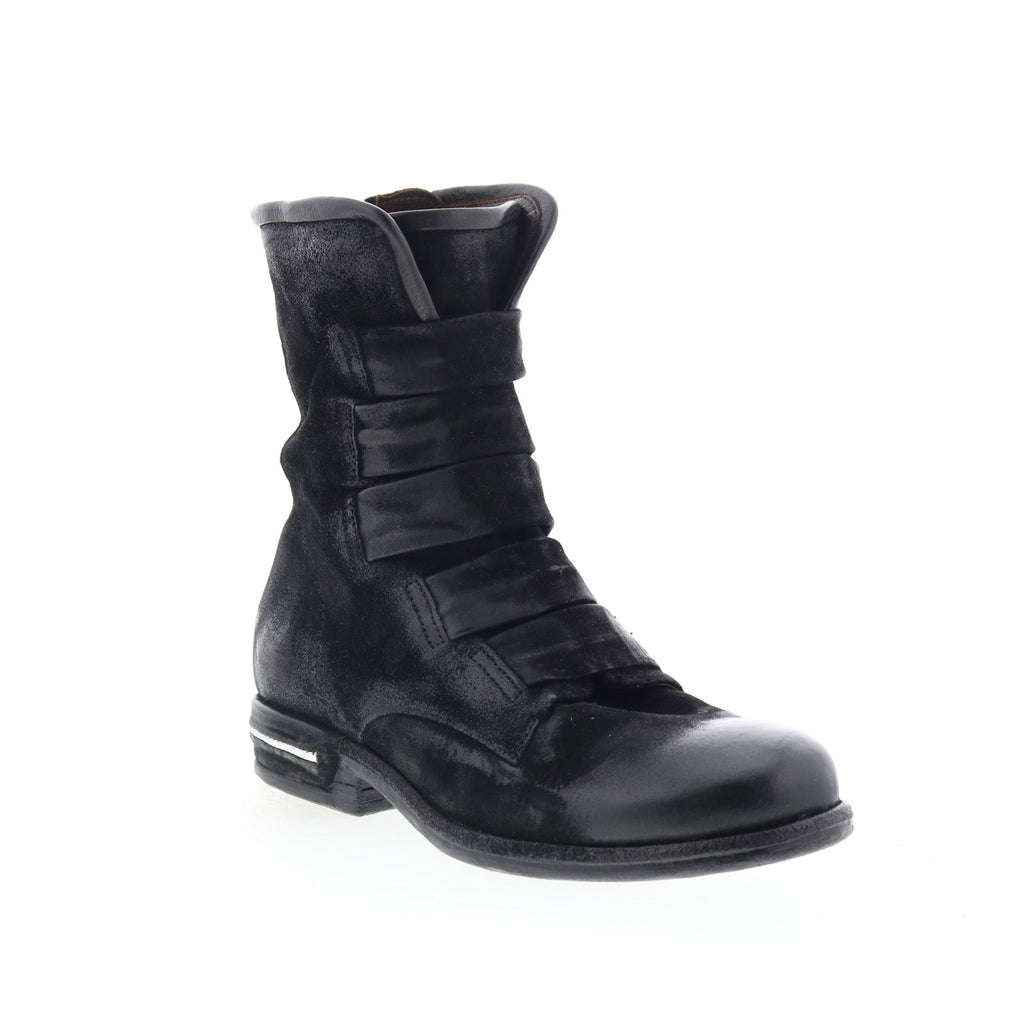 Traver Womens Black Leather Zipper Casual Dress Boots