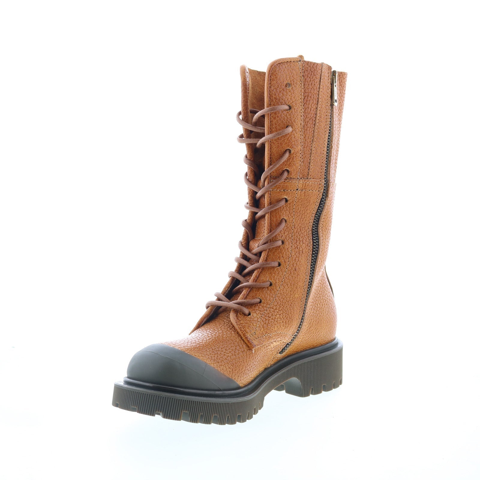 Trevy Womens Brown Leather Zipper Casual Dress Boots