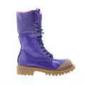 Trey Fur Womens Purple Leather Zipper Casual Dress Boots