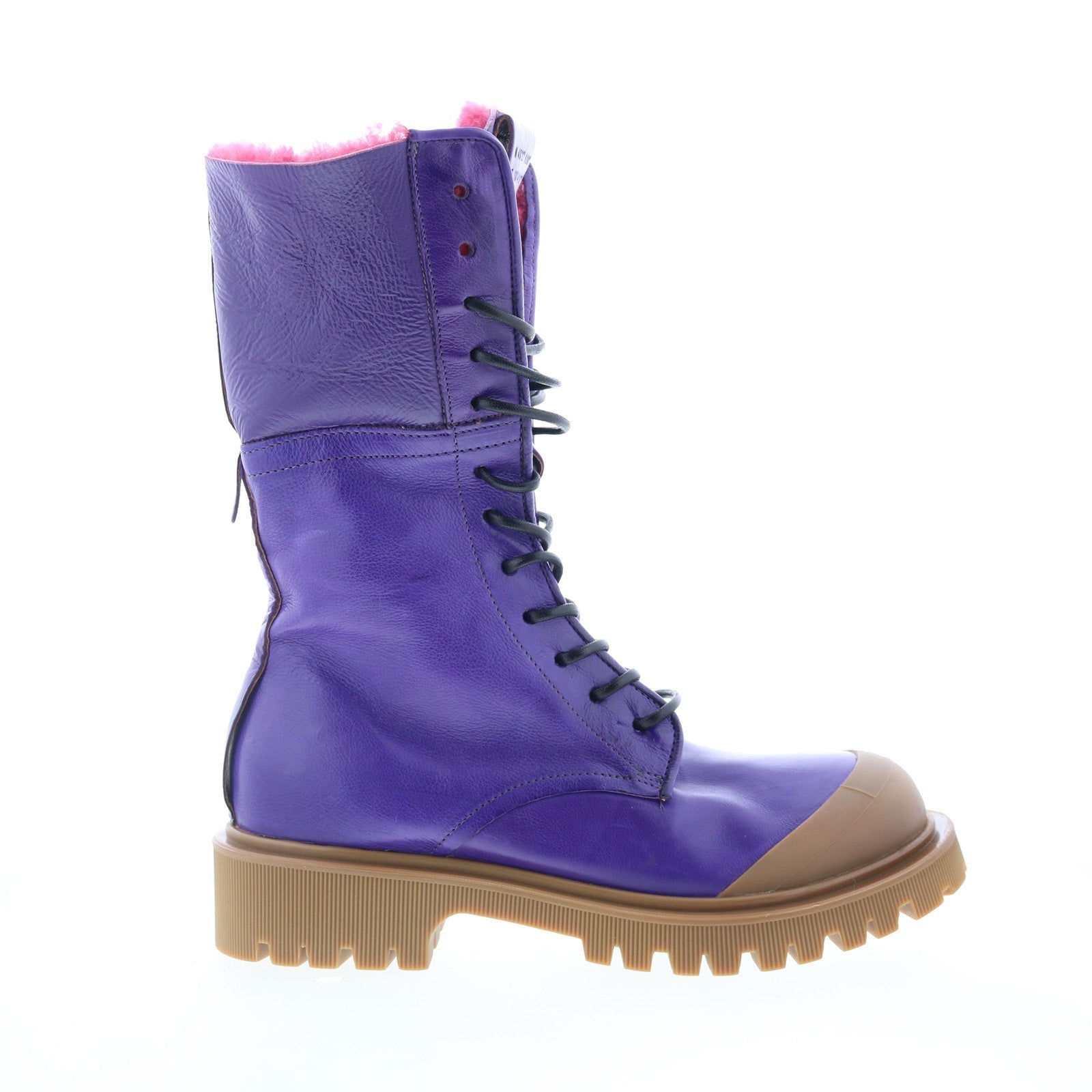 Trey Fur Womens Purple Leather Zipper Casual Dress Boots