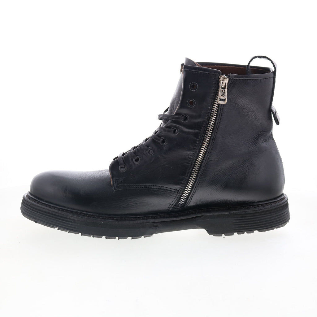 Renald U32210-201-6002 Mens Black Leather Zipper Casual Dress Boots