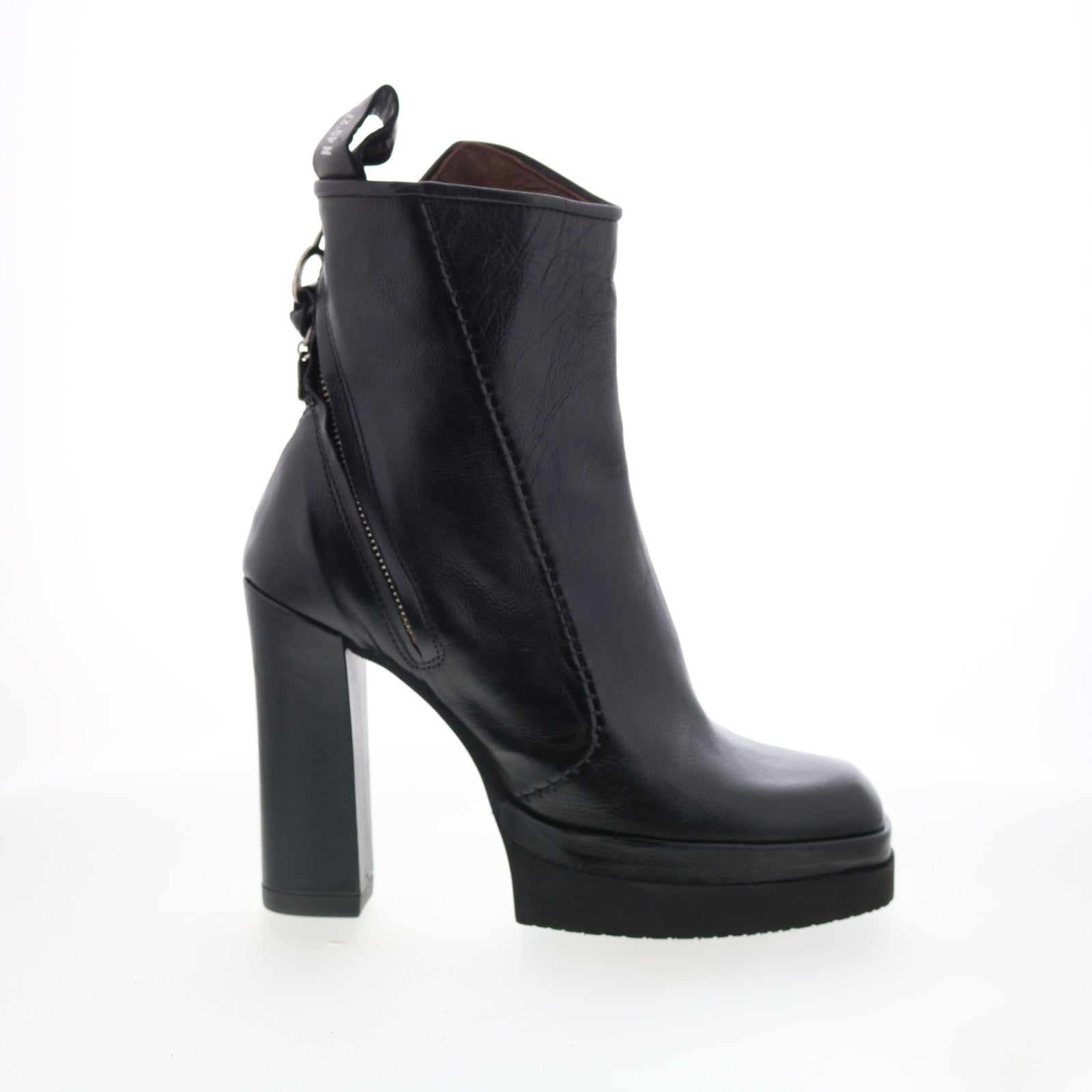 Vale Womens Black Leather Zipper Ankle & Booties Boots