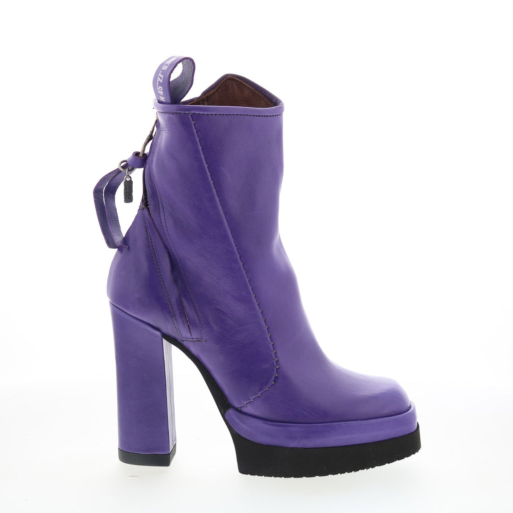 Vale Womens Purple Leather Zipper Ankle & Booties Boots