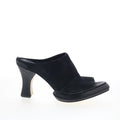 Vannie Womens Black Suede Slip On Heeled Sandals Shoes