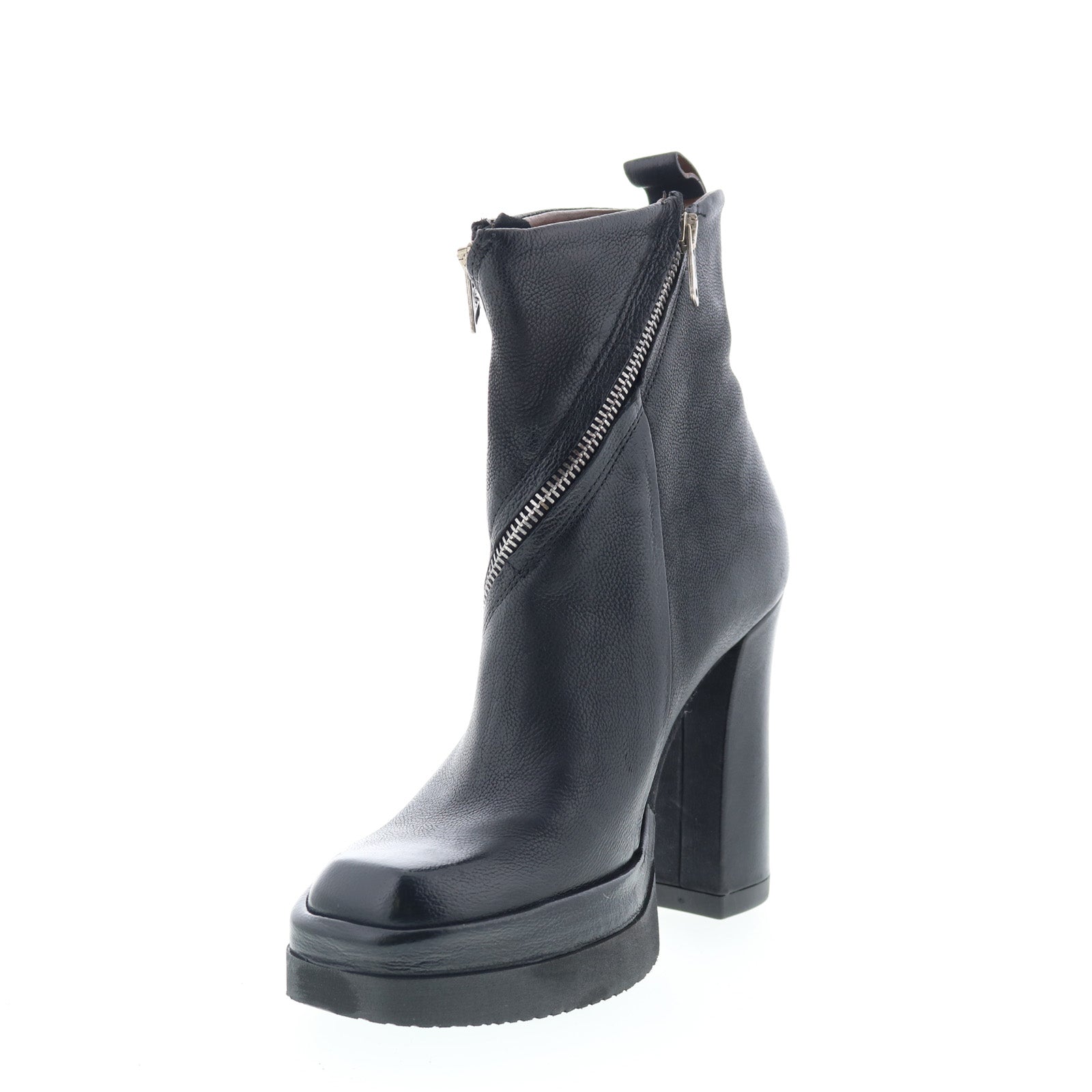 Velma Womens Black Leather Zipper Ankle & Booties Boots
