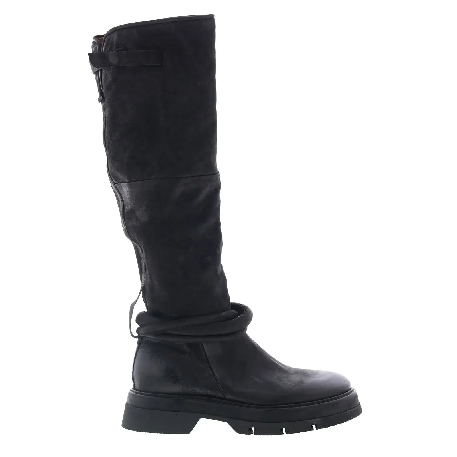 Vick Womens Black Leather Zipper Knee High Boots