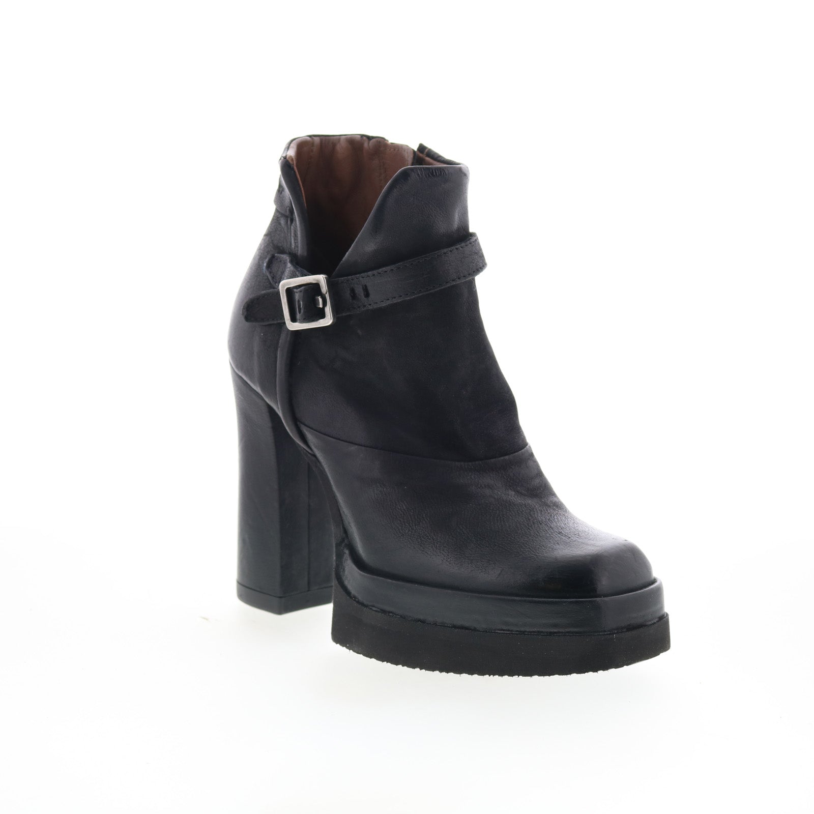 Vinal Womens Black Leather Zipper Ankle & Booties Boots