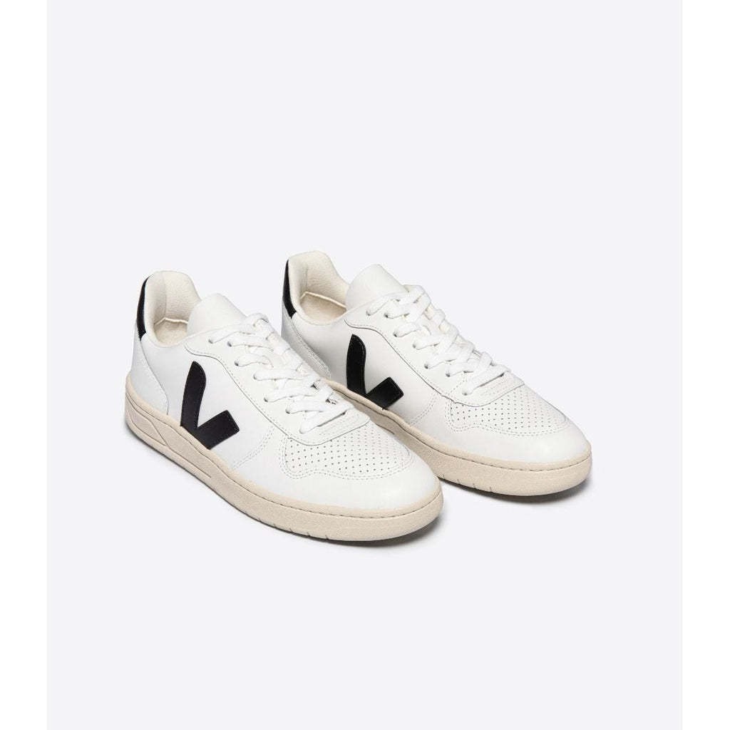 Women's V-10 Leather Sneaker in White Black